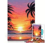 Puzzle da 1000 pezzi con tramonto su una spiaggia tropicale e palme pezzi ben definiti gioco cognitivo per lo sviluppo delle capacità cognitive ideale per momenti di relax e divertimento perfetto