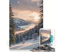 Puzzle da 1000 pezzi con tramonto su una valle di montagna innevata, ideale per adolescenti Gioco di logica, rilassante e divertente, con taglio preciso e design artistico (38x26cm)