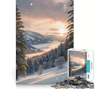 Puzzle da 1000 pezzi con tramonto su una valle di montagna innevata per ragazzi, gioco di logica, lento e divertente, taglio perfetto, sorpresa di compleanno (38x52cm)