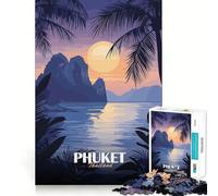 Puzzle da 1000 pezzi con tramonto su un'isola tropicale di Phuket,Thailandia Gioco di precisione,divertente ed efficace per la mente,ideale per momenti di relax e relax Opera d'arte natalizia 38x26cm