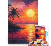 Puzzle da 1000 pezzi con tramonto su un'isola tropicale gioco rompicapo rilassante e stimolante per la mente ideale come regalo per tutta la famiglia 38x26cm