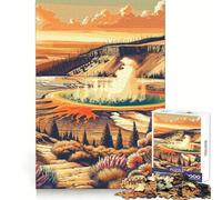Puzzle da 1000 pezzi con tramonto sui geyser di Yellowstone, ideale per ragazzi, stimola la memoria e regala momenti di relax Incastro perfetto Regalo di Natale unico (50x75cm)
