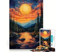 Puzzle da 1000 pezzi con tramonto sul fiume di montagna, ideale per adolescenti Un gioco intelligente per trascorrere del tempo insieme, un'immagine da assemblare e un'opera d'arte 38x26cm