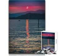 Puzzle da 1000 pezzi con tramonto sul Lago di Garda per adolescenti, gioco educativo per lo sviluppo delle competenze, regalo perfetto per momenti speciali, dimensioni 38x26cm