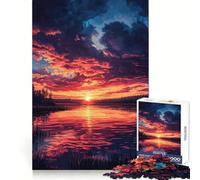 Puzzle da 1000 pezzi con tramonto sul lago sereno, ideale per adolescenti, un gioco stimolante per la mente Regalo stagionale perfetto per creare un'atmosfera serena (38x52cm)