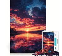Puzzle da 1000 pezzi con tramonto sul lago sereno, ideale per adolescenti, un gioco stimolante per la mente Regalo stagionale perfetto per creare un'atmosfera serena (38x52cm)