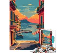 Puzzle da 1000 pezzi con tramonto sul porto di Napoli Gioco educativo per sfide di apprendimento ideale come regalo o per passare il tempo durante le vacanze (dimensioni 38x26cm)