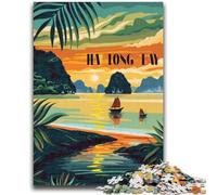 Puzzle da 1000 pezzi con tramonto sulla baia di Ha Long per adulti e adolescenti, sfida difficile antistress per la decorazione della casa per 14+ 1000 pezzi (26x38cm)