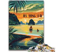 Puzzle da 1000 pezzi con tramonto sulla baia di Ha Long, regalo per adolescenti, perfetto per le serate di gioco, giocattolo colorato per la casa, 1000 pezzi (50x75cm)