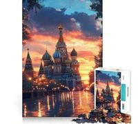 Puzzle da 1000 pezzi con tramonto sulla Cattedrale di San Basilio, ideale per ragazzi, gioco di logica e abilità, tranquillo, con taglio preciso, sorpresa di Natale 38x52cm