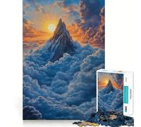 Puzzle da 1000 pezzi con tramonto sulla cima di una montagna, gioco di logica per adulti, divertente e rilassante, ideale come regalo di Babbo Natale (38x52cm)