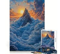 Puzzle da 1000 pezzi con tramonto sulla cima di una montagna, gioco di logica per adulti, divertente e rilassante, ideale come regalo di Babbo Natale (38x52cm)