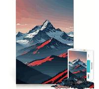 Puzzle da 1000 pezzi con tramonto sulla cima di una montagna per adulti, ideale per migliorare la memoria, per momenti di relax e per un assemblaggio rilassante (38x26cm) Regalo di alta qualità