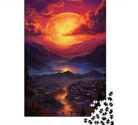 Puzzle da 1000 pezzi con tramonto sulla città e alberi per adulti e adolescenti, puzzle di carta per divertimento in famiglia e serate di gioco, 1000 pezzi (38x26 cm)