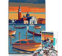 Puzzle da 1000 pezzi con tramonto sulla gondola di Venezia,regalo per adulti,per ammazzare il tempo durante le vacanze Ogni pezzo è unico Gioco stimolante e divertente per tutta la famiglia,75x50cm