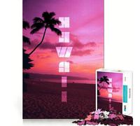 Puzzle da 1000 pezzi con tramonto sulla spiaggia delle Hawaii,disegno preciso,gioco cognitivo divertente per il tempo libero,scena natalizia (50x75cm)