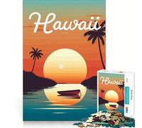 Puzzle da 1000 pezzi con tramonto sulla spiaggia delle Hawaii,disegno preciso,gioco cognitivo divertente per il tempo libero,scena natalizia (38x52cm)