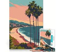 Puzzle da 1000 pezzi con tramonto sulla spiaggia di Los Angeles,incastro perfetto per giocare,allenare la concentrazione e rilassarsi,ideale come regalo di Natale (50x75cm)