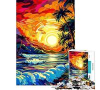 Puzzle da 1000 pezzi con tramonto sulla spiaggia in stile retrò gioco per adulti e famiglie ideale per passare il tempo in casa o in vacanza compleanno e Natale (dimensioni 38x52cm)