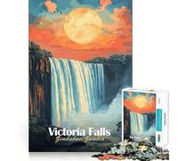Puzzle da 1000 pezzi con tramonto sulle Cascate Vittoria per adolescenti,divertente da giocare,con incastri precisi e senza spazi vuoti,ideale per una serata in famiglia (38x26cm)