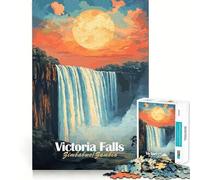 Puzzle da 1000 pezzi con tramonto sulle Cascate Vittoria per adolescenti,gioco stimolante per la mente,montaggio sicuro e stabile,attività divertente per tutta la famiglia (50x75cm)