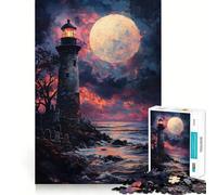 Puzzle da 1000 pezzi con tramonto sull'oceano e faro per ragazzi, ideale per il tempo libero a casa, con bordi precisi 38x52cm