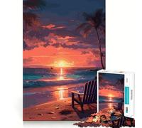 Puzzle da 1000 pezzi con tramonto sull'oceano per ragazzi, gioco di logica, giocattolo per la casa, divertimento assicurato, taglio preciso, regalo perfetto (38x26cm)