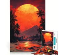 Puzzle da 1000 pezzi con tramonto tropicale e palme, taglio premium, gioco per lo sviluppo della mente, momento di pace e divertimento, regalo di compleanno (38x52cm)