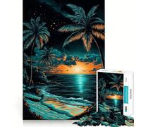 Puzzle da 1000 pezzi con tramonto tropicale e spiaggia, da grattare e ritagliare, gioco cognitivo per momenti di relax e divertimento, ideale per decorazioni natalizie (38x52cm)
