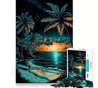 Puzzle da 1000 pezzi con tramonto tropicale e spiaggia, da grattare e ritagliare, gioco di alta qualità per stimolare la mente, momento di pace e divertimento, regalo di compleanno (50x75cm)