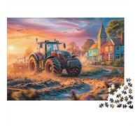 Puzzle da 1000 pezzi con trattore che ara il campo, paesaggio rurale al tramonto, gioco educativo per adulti, decorazione per la casa, regali di compleanno difficili e stimolanti, 38x26 cm/1000 pezzi