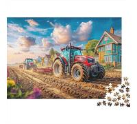 Puzzle da 1000 pezzi con trattore che ara il campo, stile paesaggio rurale, periochi educativi per adulti, bellissime decorazioni, dficili e stimolanti, per compleanno di uomini e donne, 52x38 cm.
