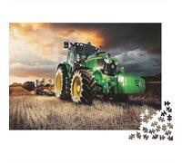 Puzzle da 1000 pezzi con trattore che ara il campo, trattore verde al tramonto, gioco educativo per adulti, bella decorazione, sfida ad alta difficoltà, regalo di compleanno, 38x26 cm