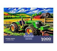 Puzzle da 1000 pezzi con trattore, ideale come decorazione da parete e come regalo - Trattore verde, fattoria, rustico, panoramico, carta riciclata per adulti, ottima idea regalo. 70x50 cm/1000 pezzi