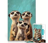 Puzzle da 1000 pezzi con tre adorabili suricati adolescenti, gioco per allenare la mente, gioco di gruppo, taglio di precisione, regalo per le feste 38x26cm