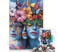 Puzzle da 1000 pezzi con tre bellissimi volti e fiori decorazione da parete regalo di compleanno compleanno e Natale 38x52cm