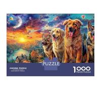 Puzzle da 1000 pezzi con tre cani al tramonto, per adulti, gioco educativo, decorazione per la casa, difficile, stimolante, per maschi e femmine, 70x50 cm/1000 pezzi, regali