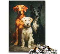 Puzzle da 1000 pezzi con tre cani, regalo per adolescenti, sfida difficile antistress, adatto per la decorazione della scrivania (38x52cm)