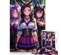 Puzzle da 1000 pezzi con tre ragazze anime con orecchie da gatto, ideale per adolescenti Gioco di squadra, per il tempo libero a casa, con bordi precisi 50x75cm