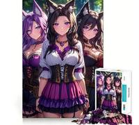 Puzzle da 1000 pezzi con tre ragazze anime con orecchie da gatto, ideale per adolescenti Gioco di squadra, per il tempo libero a casa, con bordi precisi 50x75cm