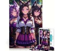Puzzle da 1000 pezzi con tre ragazze anime con orecchie da gatto per adolescenti, ideale per migliorare la memoria, per un divertimento rilassante e una piacevole sorpresa 38x52cm