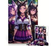 Puzzle da 1000 pezzi con tre ragazze anime con orecchie da gatto per adolescenti, ideale per migliorare la memoria, per un divertimento rilassante e una piacevole sorpresa 38x52cm