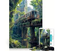 Puzzle da 1000 pezzi con treno invaso dalla vegetazione in un paesaggio giungla ideale per ragazzi per stimolare la memoria giocare in casa assemblare immagini e creare un regalo per le vacanze