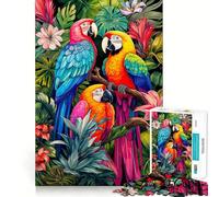 Puzzle da 1000 pezzi con trio di pappagalli tropicali, taglio premium, gioco per lo sviluppo della mente, divertimento e pace, regalo di compleanno (38x26cm)