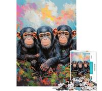 Puzzle da 1000 pezzi con trio di scimpanzé a colori gioco educativo e coinvolgente per sviluppare la pazienza Ottimo regalo di compleanno (dimensioni 38x26cm)