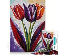 Puzzle da 1000 pezzi con trio di tulipani, disegno dai bordi perfetti, gioco cognitivo divertente, gioco lento, decorazione artistica natalizia (38x52cm)