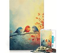 Puzzle da 1000 pezzi con trio di uccelli autunnali,incastro preciso,gioco di logica,gioco di pensiero,momento di relax,regalo di Natale artistico (38x52cm)