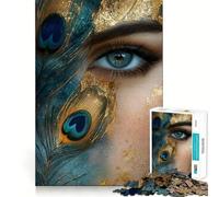 Puzzle da 1000 pezzi con trucco occhi di pavone per ragazza anime, gioco di logica per adulti, divertente e rilassante, ideale come regalo di Babbo Natale (38x26cm)