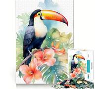 Puzzle da 1000 pezzi con tucano ad acquerello per adulti, gioco rilassante e distensivo, con bordi precisi, regalo perfetto 38x26cm
