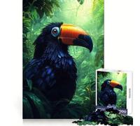 Puzzle da 1000 pezzi con tucano nero nella foresta pluviale tropicale per adolescenti, ideale per il tempo libero, la fuga dalla realtà, un regalo significativo (38x26cm)
